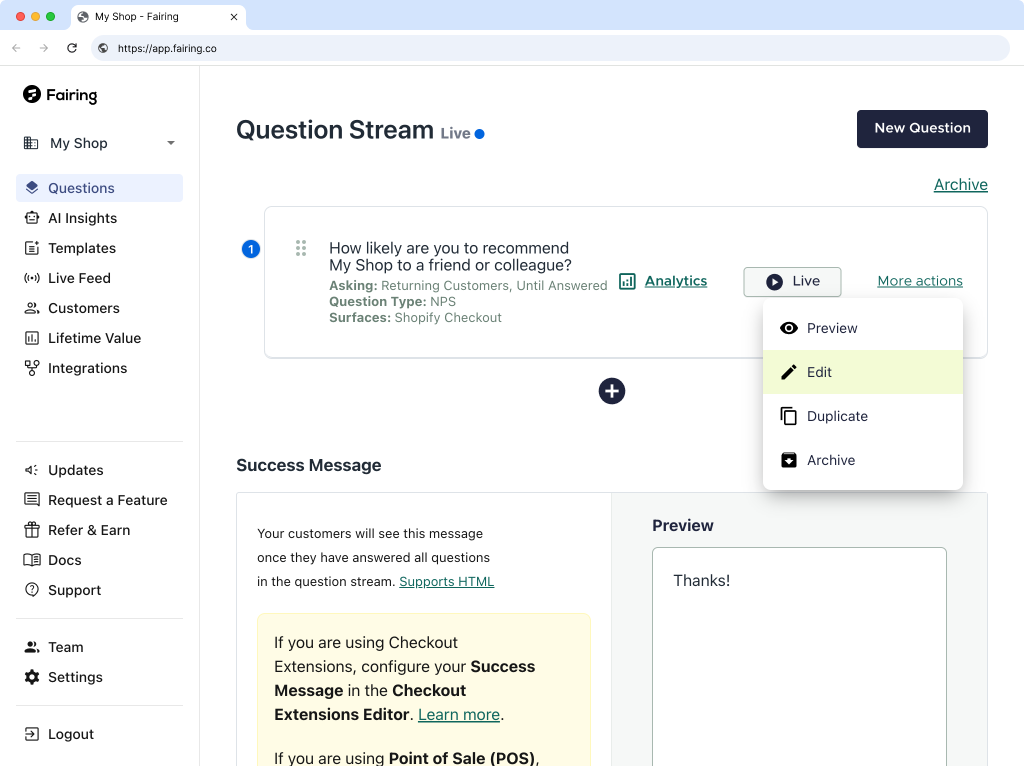 Question More Actions menu showing Edit option